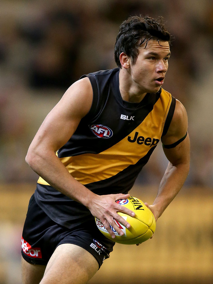 AFL 2016 Rd 20 - Richmond v Collingwood MELBOURNE, AUSTRALIA - AUGUST 05: Daniel Rioli of the Tigers in action during the 2016 AFL Round 20 match between the Richmond Tigers and the Collingwood Magpies at the Melbourne Cricket Ground on August 05, 2016 in Melbourne, Australia. (Photo by Justine Walker/AFL Media)